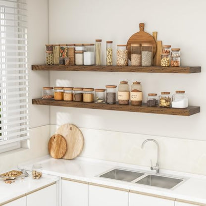RICHFOCUS 72Inch Floating Shelves for Wall 2Pack|Rustic Brown|8" D - color: Rustic Brown, size: 72"L x 8"D, Set of 2