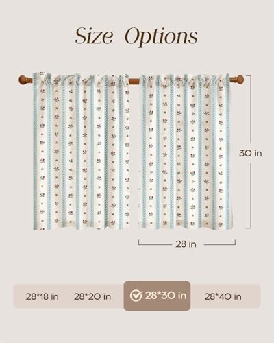 Miss Adola 30 Inch Length Kitchen Tier Curtains, Blue Striped - color: Blue Striped, size: 28"W x 30"L (Pack of 2)