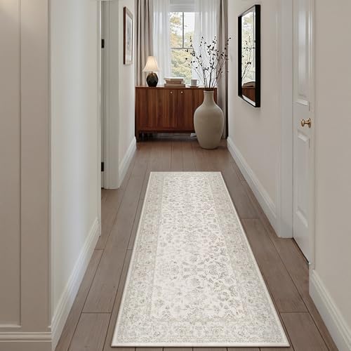 PureCozy 2x5 Beige White Runner Rug Washable Hallway Non Slip Kitchen - color: Beige-white, size: 2' x 5' (Rectangular)