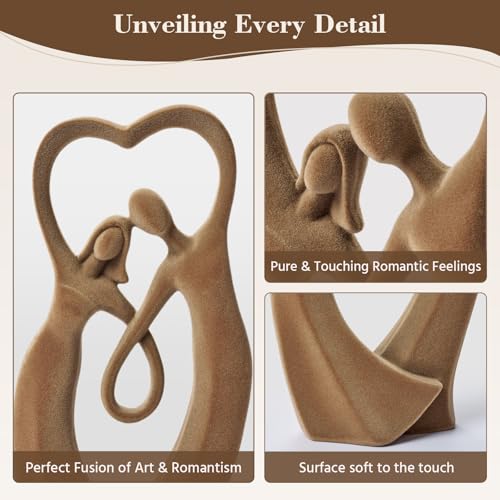 Couple Statue with Soft Flocked Finish, Brown - color: Couple01-brown