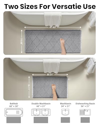 Waffle Bath Mat Set, Non Slip Bathroom Rugs 2 Piece, Gray & Light Gray - color: Grey & Light Grey