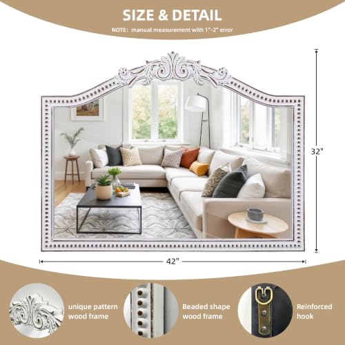 32x42 Inch Vintage Baroque Arched Mirror for Wall Decor - color: F - Arched - 32x42 in