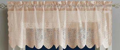 Warm Home Designs Luxury Lace Gold Crochet Valance. SIC Linen Valance - color: Linen, size: 54"W x 18"L (Pack of 1)