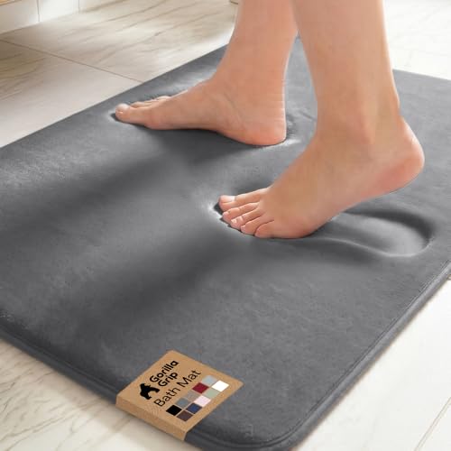 GORILLA GRIP® Memory Foam Bath Rug for Bathroom, 24x17 Gray - color: Graphite Gray, size: 24" X 17"