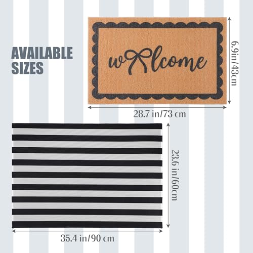 Tinideya 2 Pcs Black and White Outdoor Mat Stripe Front Door Welcome Mat - color: Black,white