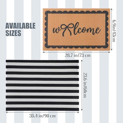 Tinideya 2 Pcs Black and White Outdoor Mat Stripe Front Door Welcome Mat - color: Black,white