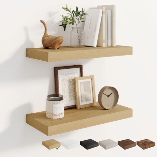 Dreamland 20 Inches Wall Mounted Wood Floating Shelves, Oak, 2 Pack - color: Oak, size: 20in