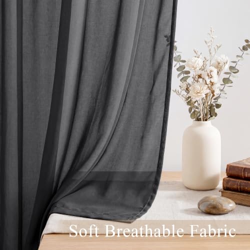 PONY DANCE 4 Panels Sheer Curtains 90 Inches Long, Black, W 42" x L 90" - color: Black, size: 42"W x 90"L (Pack of 4)