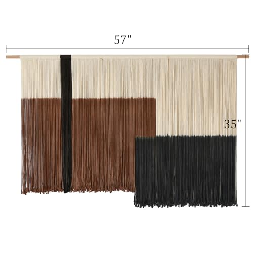 Macrame Wall Hanging Large Dip Dyed Brown Boho Fiber Art Decor 57"W*35"L - color: Brown