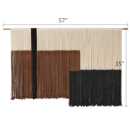 Macrame Wall Hanging Large Dip Dyed Brown Boho Fiber Art Decor 57"W*35"L - color: Brown