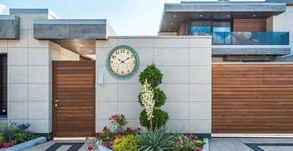 zyzamay 16 Inch Outdoor Clock with Thermometer and Hygrometer, Green - color: 16 Th Green