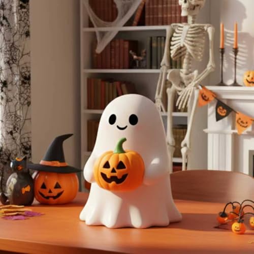 White Decorative Halloween Ghost Figurine (Yellow Pumpkin Ghost) - color: Yellow Pumpkin Ghost