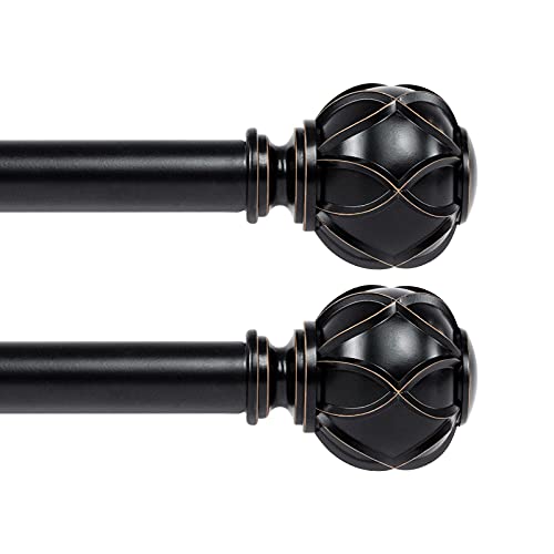 KAMANINA 1 Inch Curtain Rod 28-48 Inch, 2 Pack Black Drapery Rods - color: Black, size: 28-48"(2Pack)
