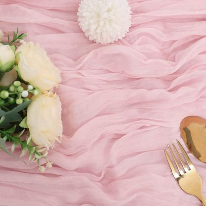 12 Pack Pink Cheesecloth Table Runner 35 x 120 Inch - color: Pink, size: 12 Pcs - 10 Ft