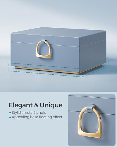 SONGMICS 2-Layer Jewelry Box with Handle, Removable Tray, Floating Effect - color: Misty Blue