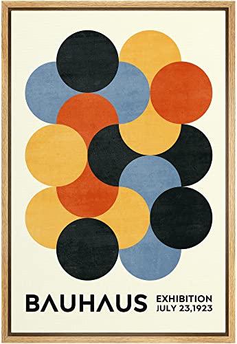 MUDECOR Framed Canvas Print Wall Art Geometric Colorful Circle Bauhaus Polygon Abstract Shapes Illustrations Fine Art Mid-Century Modern Multicolor for Living Room, Bedroom, Office - 24"" x36 Natural - color: A04-2306-irs09, size: 36"L x 24"W