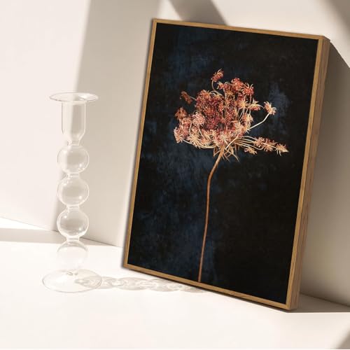 Moody Botanical Flower Canvas Wall Art 8x10 inch - color: Radish flower, size: 8"x10" Natural