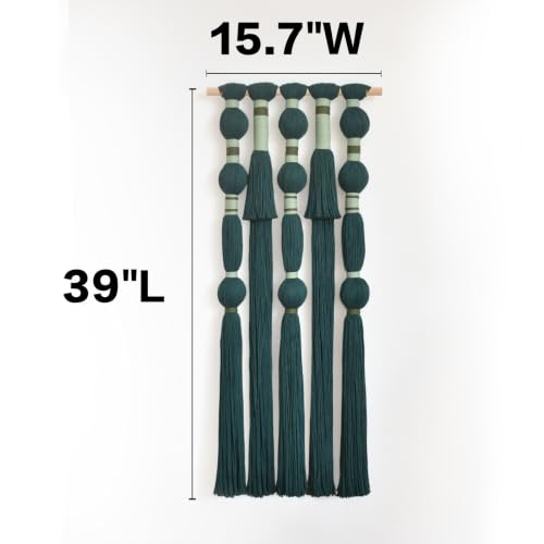 Macrame Wall Hanging Green Boho Wall Decor Handmade Fiber Art 15.7"W*39"L - color: Green