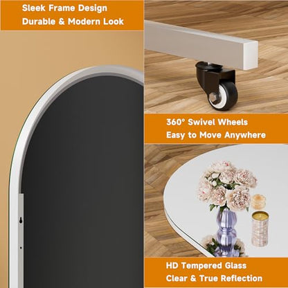 Hasipu 71" x 28" Arched Full Length Mirror on Wheels - size: 78.87"L x 27.56"W