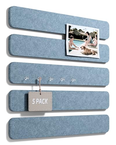 Fluxynara 13" x 2" Felt Wall Panels, Coastal Mist - color: Coastal Mist, size: 5-pack