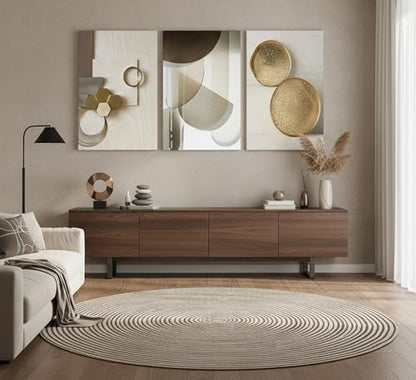 LAJDXSX 3 Pcs Abstract Gold Geometric Boho Canvas Wall Art 16x24in - color: Abstract-Metal, size: 16x24 in