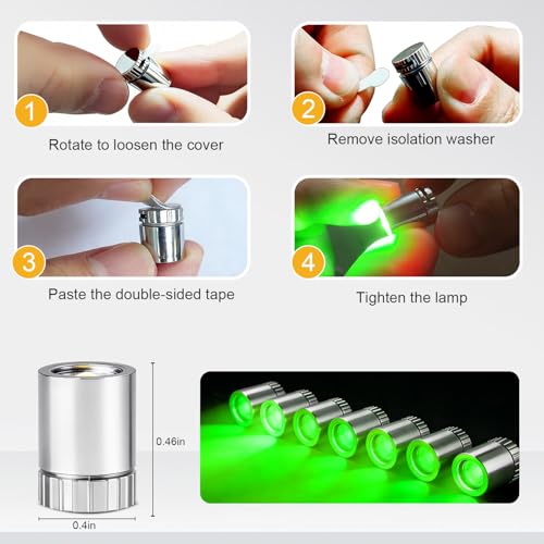 Aogist 12 PCS Green Mini LED Spot Lights, Battery Operated Tiny SMD Lamps - color: Green, size: 12