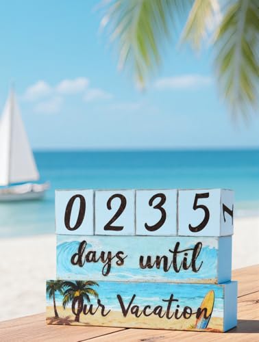 Vacation Countdown Wooden Tabletop Decor,Days Until Vacations Wood Sign For Indoor Home Decoration - size: Vacations