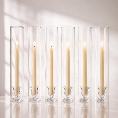 CHILL RECIPE Glass Hurricane Candle Holders, Set of 6, 12" Tall Clear Glass - color: Floral, size: 12Inch (6Pcs)