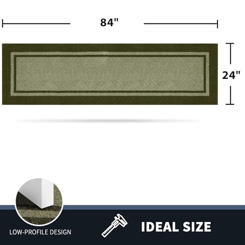 PURRUGS Hallway Runner Rug, 24" x 84", Budding Green & Sage Green - color: Budding Green & Sage Green, size: 24" X 84"