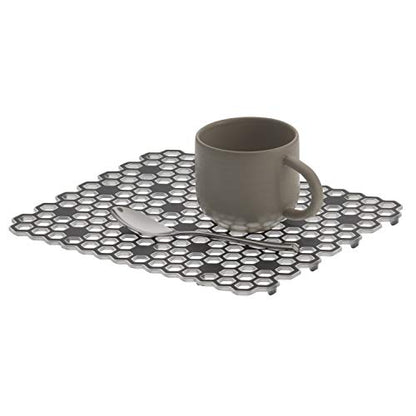 Spectrum Diversified Hexa Raised Feet Quick-Drying, Heavy-Duty Protector with Non-Slip Surface, Small Mat for Dual Sinks, 10.5" x 12", Gray - size: 10.5" x 12"
