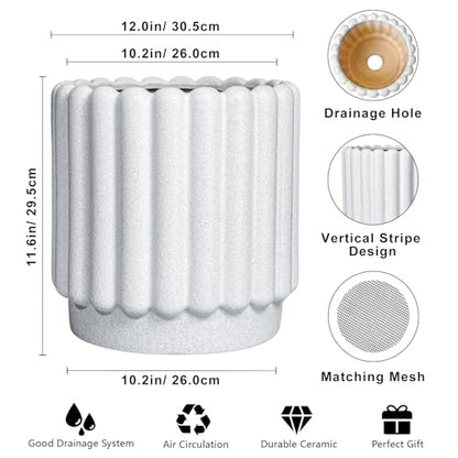 Ceramicfor Ceramic Flower Pot, 12 Inch, White - color: Matte White, size: 12 Inch
