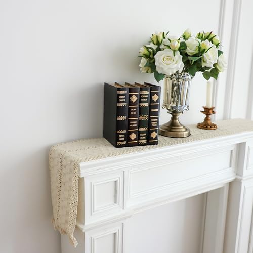 Simple&Opulence Boho Macrame 100% Cotton Table Runner - 12 x 60 Inch, Woven Farmhouse Table Runner with Fringed Edges for Bohemian Rustic Wedding, Bridal Shower, Dinner （White） - size: 12"x60", style: Cotton /white