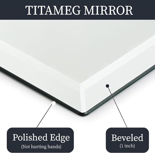 22x30 Inch Frameless Wall Mirror with 1" Beveled Edge, Frameless Rectangle Mirror for Bathroom, Vanity, Living Room - size: 22"L x 30"W