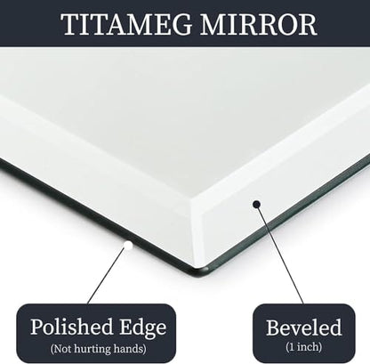 22x30 Inch Frameless Wall Mirror with 1" Beveled Edge, Frameless Rectangle Mirror for Bathroom, Vanity, Living Room - size: 22"L x 30"W