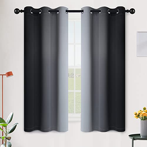SimpleHome Ombre Black to Grey White Curtains for Living Room 42Wx63L - color: Black, size: 42"W x 63"L (Pack of 2)