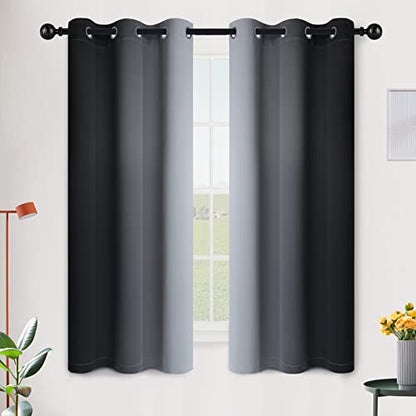 SimpleHome Ombre Black to Grey White Curtains for Living Room 42Wx63L - color: Black, size: 42"W x 63"L (Pack of 2)