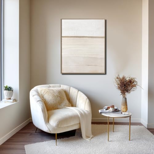 Minimalist Abstract Wall Art Framed Textured Canvas Paintings Beige Pictures Wall Decor for Bedroom Modern Artwork for Living Room Home 32x40 Inch - color: Minimalist Beige, size: 40"L x 32"W
