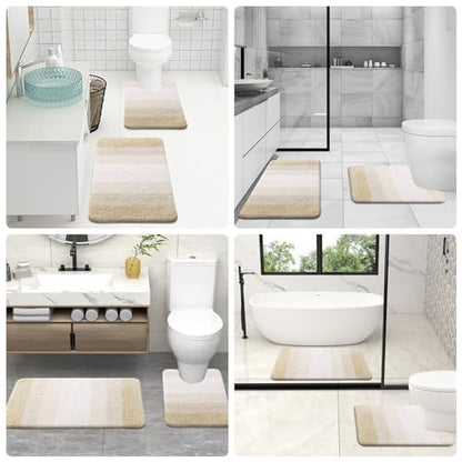 OLANLY Luxury Toilet Rugs U-Shaped 24x20, Soft Absorbent Microfiber Mat - color: Light Beige, size: 24" X 20" Contour Rug