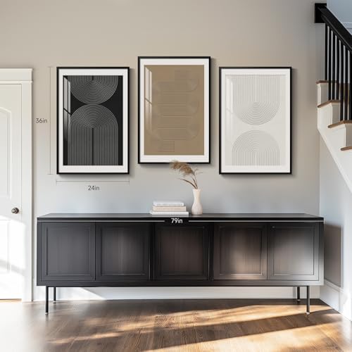 Framed Boho Neutral Abstract Wall Art for Living Room, 3 Piece 24x36 Inch - color: Boundless Lines（Plexiglass）, size: 24" W x 36" H x 3Pcs