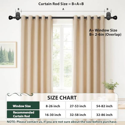 USFOOK Black Curtain Rods No Drilling 32 to 58 Inch, 2 Pack - color: Black, size: 32-58"(2 pack)