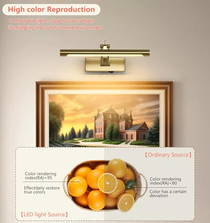 Battery Operated Picture Light with Remote,Wireless Gallery Lights Brass 12in Rechargeable Display Light with Flexible Swing Arm,Dimmable Wall Sconce for Artwork on Wall - color: Model A-Brass