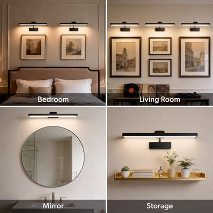 3 Pack Picture Light for Wall, 15'' Wireless Rechargeable 5000mAh Art Light with Remote, Dimmable Magnetic LED Painting Light, Battery Operated Wall Light for Display Gallery, Hallway, Living Room