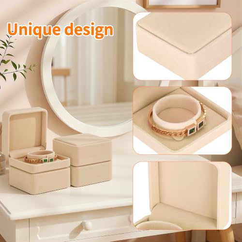 KUKUVR 4 Pcs Velvet Bracelet Gift Box, Jewelry Storage Holder Case for Bangle Anklet beaded bracelet Birthday Anniversary, Gift for Women (Apricot) - color: Apricot