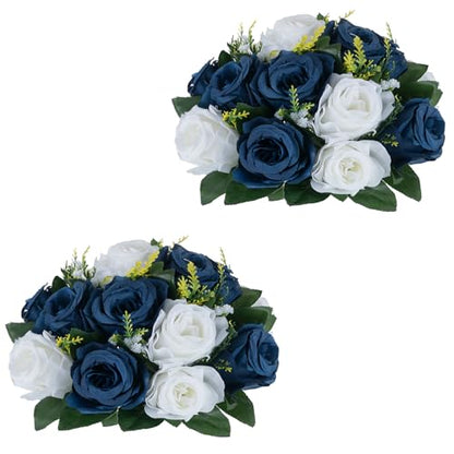 Flower Centerpieces Wedding Tables: Navy Blue & White, 2 Packs - color: Navy Blue & White