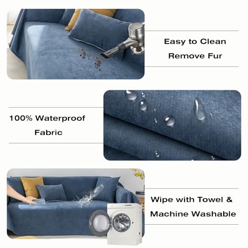 STACYPIK Waterproof Sofa Covers for Pets, Dark Blue Non Slip Couch Cover - color: A-waterproof-navy Blue, size: Medium-I Size(71" X90")