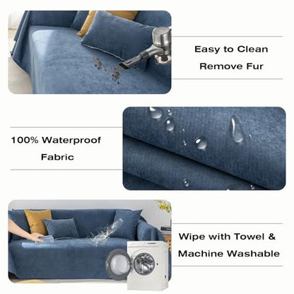 STACYPIK Waterproof Sofa Covers for Pets, Dark Blue Non Slip Couch Cover - color: A-waterproof-navy Blue, size: Medium-I Size(71" X90")