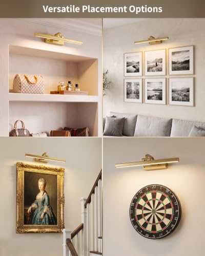 15.75-Inch Battery Operated Picture Light for Wall, LED Art Light - color: Brass, size: 15.75 inch-3W
