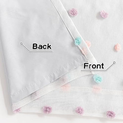 MYSKY HOME Total Blackout Curtains for Kids Bedroom Nursery Curtains 100% Light Block Doubled Curtains with Rainbow Pom Pom Sheer Window Drapes Room Darkening Grommet Set of 2, 50 x 54 in - color: Rainbow Pom Pom, size: 50"W x 54"L (Pack of 2)