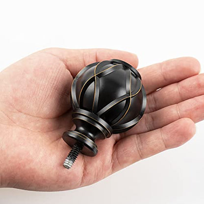 HOTOZON Black Replacement Finials for 3/4 & 5/8 Inch Diameter Curtain Rods, Samll Decorative Drapery Rod Finials, Set of 2
