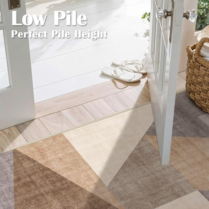 3x6 Washable Geometric Area Rug - Non-Slip Backing Hallway Rugs Tan Beige - color: Tan Beige, size: 3' x 6' (Rectangular)